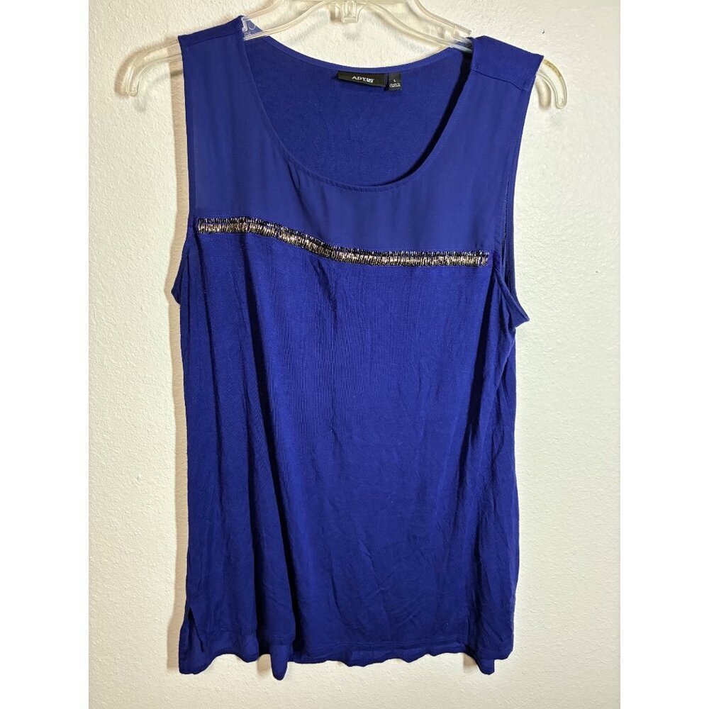 Apt 9 Blouse Sleeveless Embellished Business Casual Blue Size Large